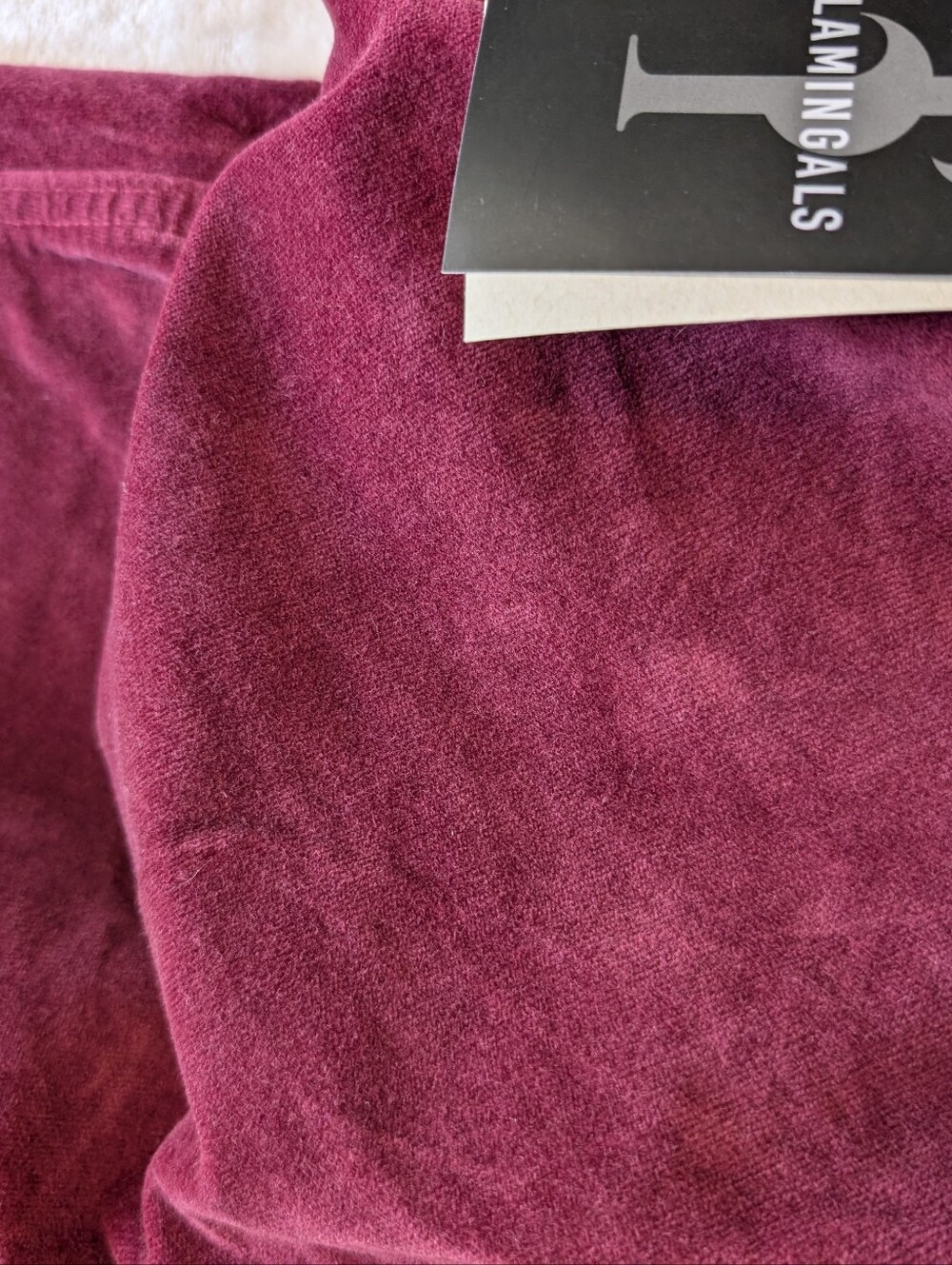 Flamingals Solid Corduroy Mid Waist Straight Leg Crop Burgundy Pants NWT - Picture 9 of 11